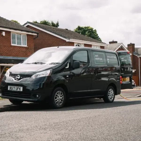 The branded Ant Burton van parked on a Tamworth street